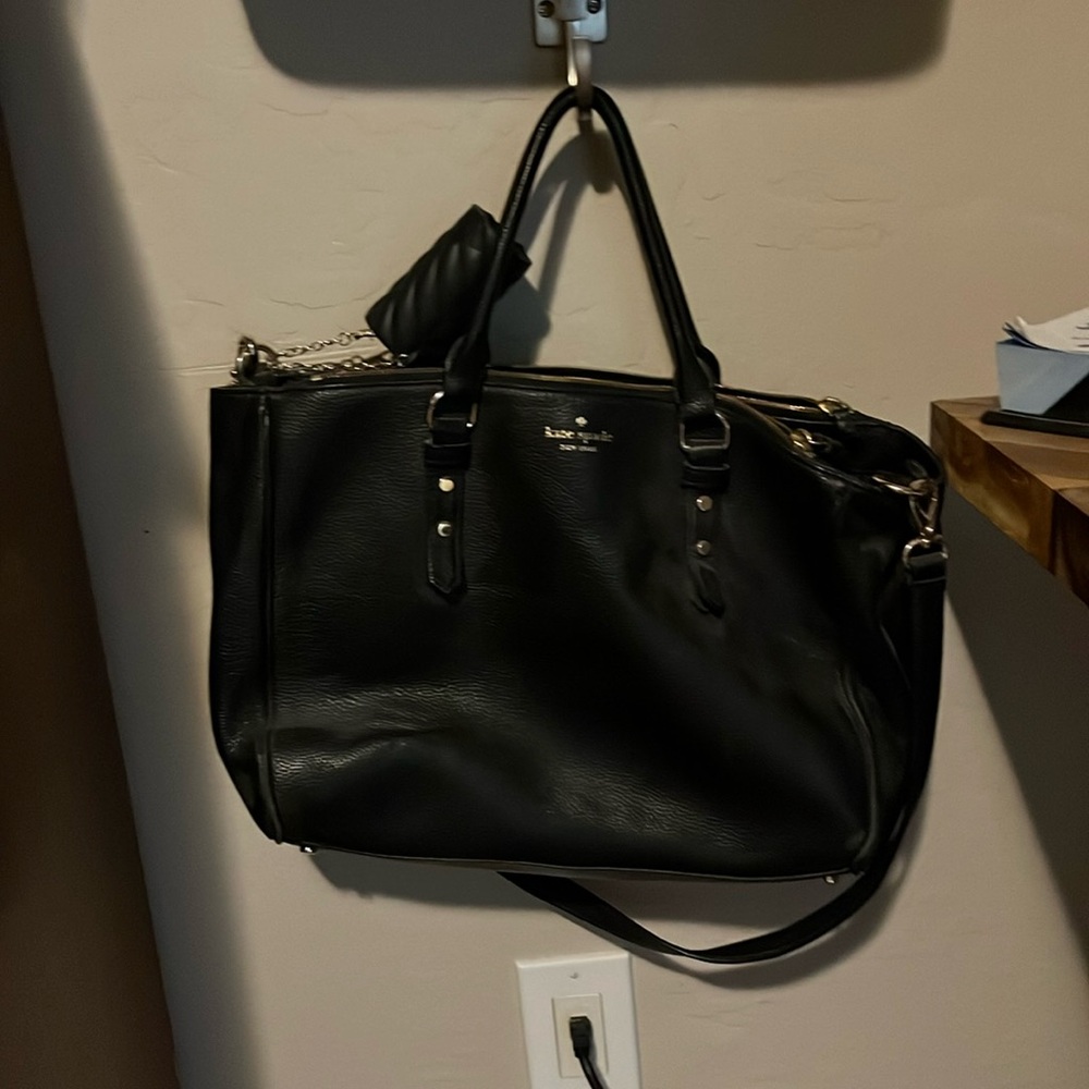 Kate spade large black leather bag